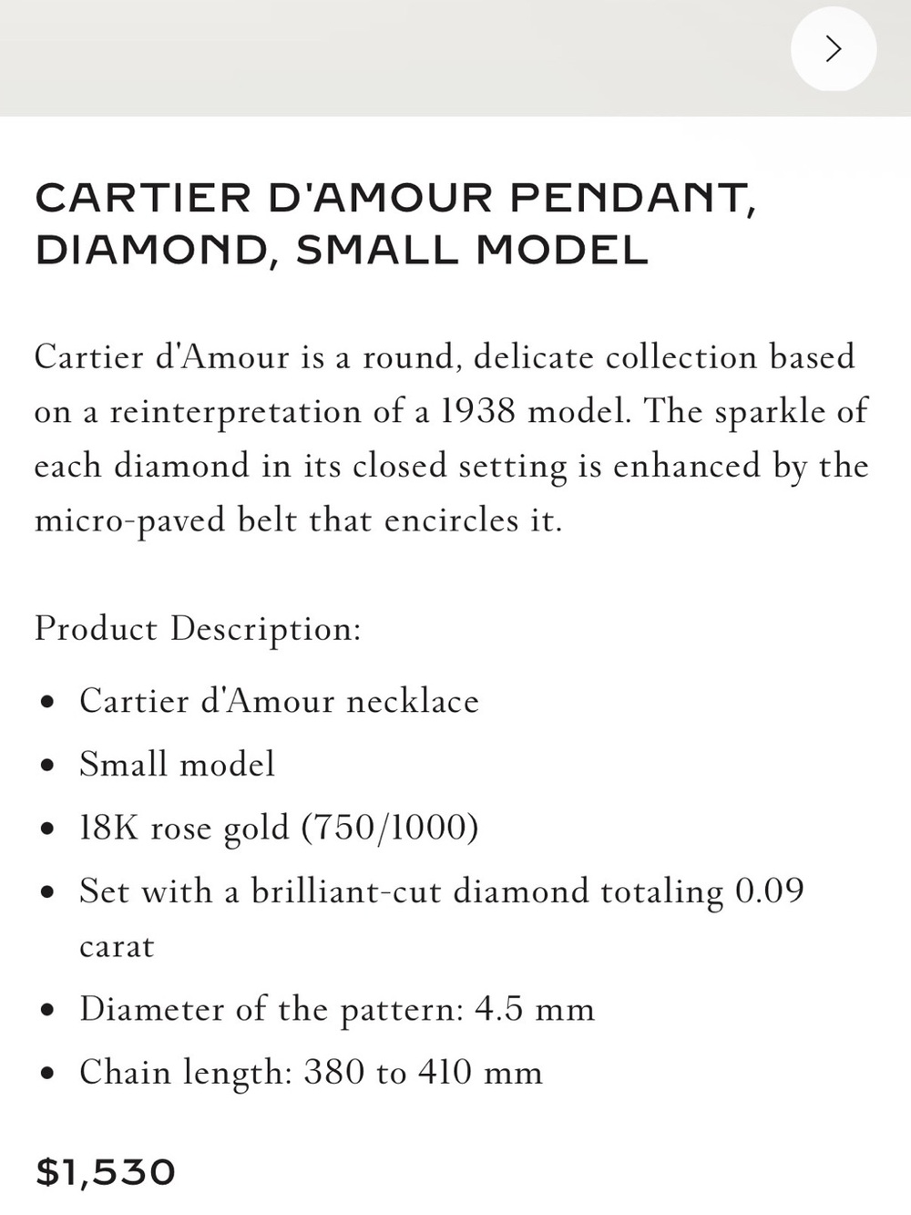 CARTIER D'AMOUR PENDANT, DIAMOND, SMALL MODEL - Picture 6 of 6